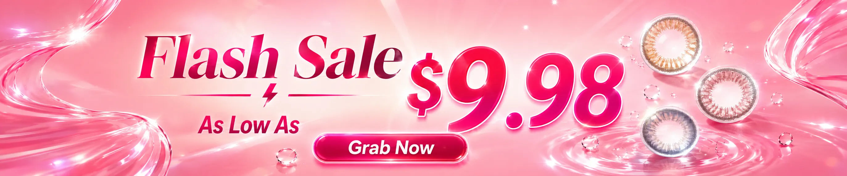 Bubcolor colored contact lens promotional banner with soft pink beauty style design