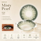 Misty Pearl Green color contact lens design showing realistic iris patterns and soft enhancement