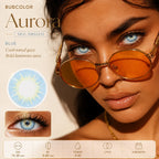 Blue contact lens featuring a defined pattern for a dramatic eye color transformation