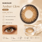 Amber Glow Brown colored contacts model image with soft natural makeup look