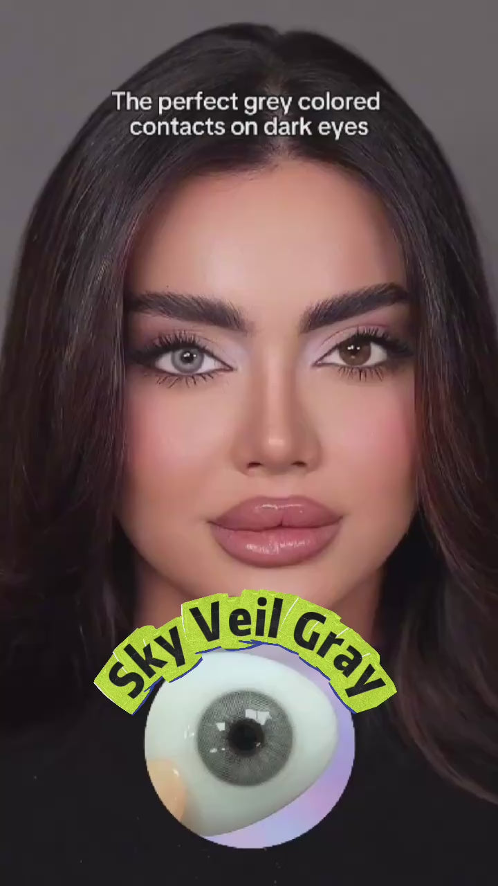 Sky Veil Gray colored contact lens video showing grey lens effect on natural eyes